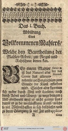 I. Buch. Abbildung eines vollkommenen Mahlers