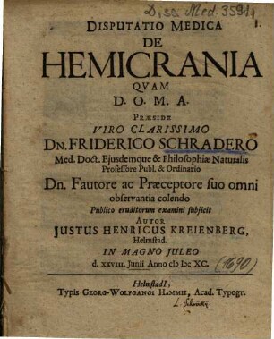 Disputatio Medica De Hemicrania