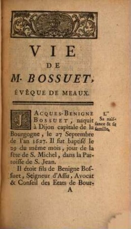 Vie de M. Bossuet, évêque de Meaux