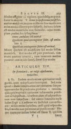 Articulus XIV. De secundario, ut vulgo appellantur, modalibus.