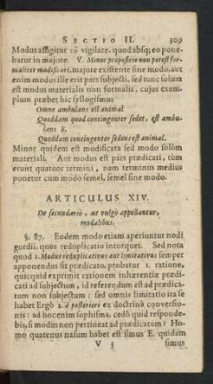 Articulus XIV. De secundario, ut vulgo appellantur, modalibus.