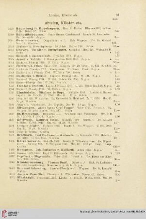 Abteien, Klöster etc. (Nr. 3539 - 3605)
