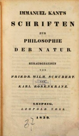 Sämmtliche Werke, 5. Schriften zur Philosophie der Natur