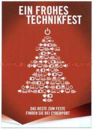 Werbepostkarte zu Weihnachten mit 5,- Euro Gutschein von Cyberport Stores