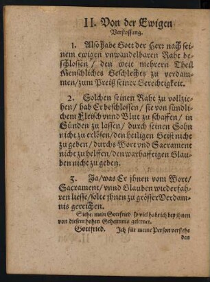 II. Von der Ewigen Verstossung.