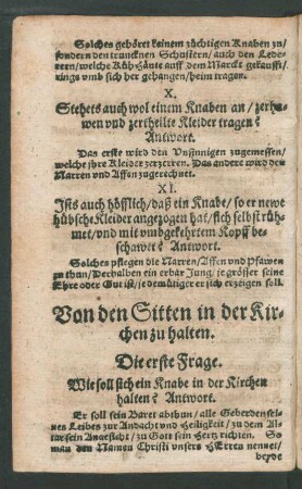 Von den Sitten in der Kirchen zu halten.