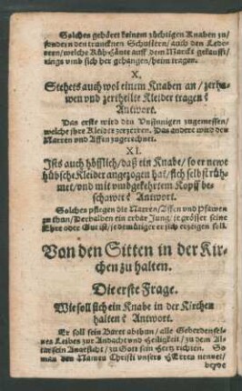 Von den Sitten in der Kirchen zu halten.