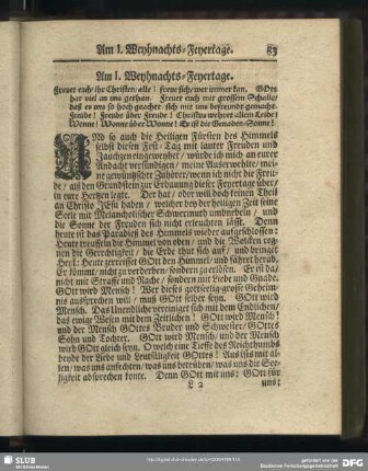 Am I. Weyhnachts-Feyertage