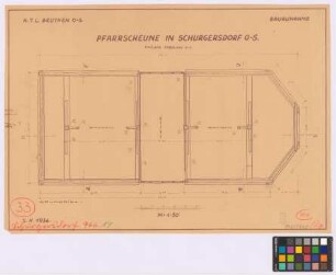 Zabelkau, Schurgersdorf ([Landkreis Ratibor]): Pfarrscheune. Pfarrscheune (Grundriss)