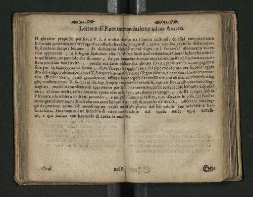 Lettera di Raccommendatione ad un Amico
