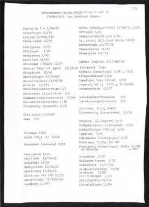 Liste der Orts- und Personenangaben aus den Feldbüchern I und II von Eberhard Fraas