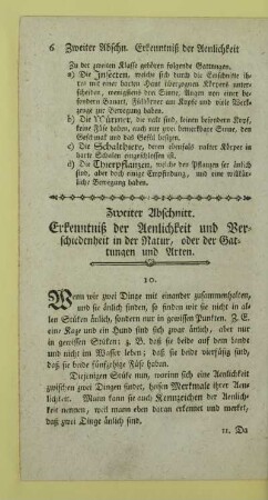 Zweiter Abschnitt. Erkenntniß der Aenlichkeit und Verschiedenheit in der Natur, oder der Gattungen und Arten