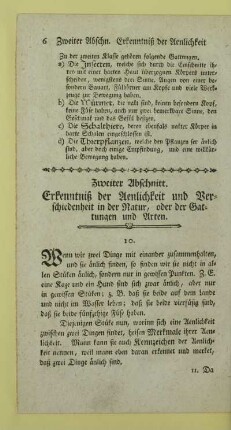Zweiter Abschnitt. Erkenntniß der Aenlichkeit und Verschiedenheit in der Natur, oder der Gattungen und Arten