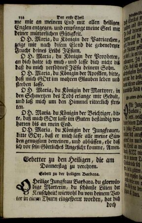 Gebetter zu den Heiligen, die am Donnerstag zu verehren.