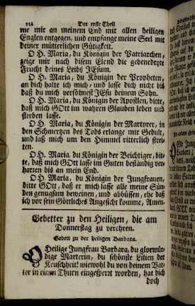 Gebetter zu den Heiligen, die am Donnerstag zu verehren.