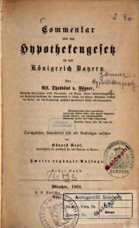 Commentar über das Hypothekengesetz für das Königreich Bayern, 1