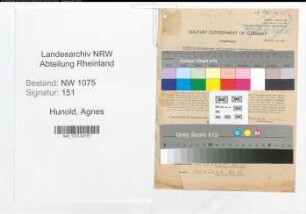 Entnazifizierung Agnes Hunold , geb. 15.07.1921 (Verwaltungsangestellte)
