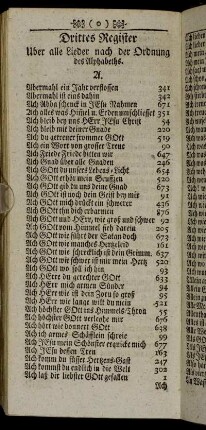 Drittes Register uber alle Lieder nach der Ordnung des Alphabeths