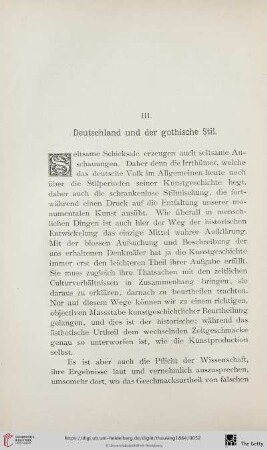 III. Deutschland und der gothische Stil