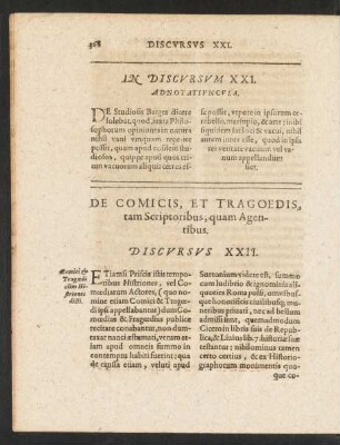 De Comicis, Et Tragoedis, tam Scriptoribus, quam Agentibus. Discursus XXII.