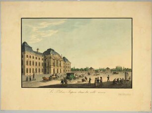 Das Japanische Palais in Dresden und die Torhäuser des ehem. Leipziger Tores (Weißes Tor), Blick vom Palaisplatz nach Nordwesten