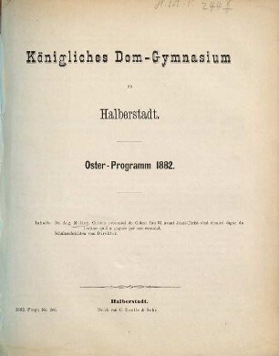 Oster-Programm. 1881/82