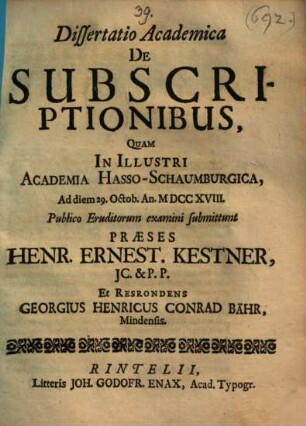 Diss. acad. de subscriptionibus