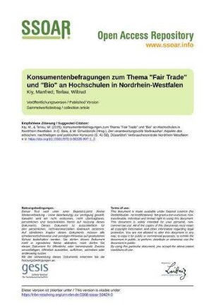 Konsumentenbefragungen zum Thema "Fair Trade" und "Bio" an Hochschulen in Nordrhein-Westfalen