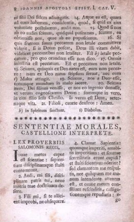 Sententiae Morales, Castellione Interprete.