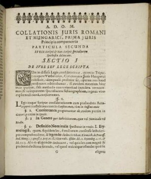 Sectio I. De Iure Seu Lege Scripta.