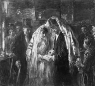 Jüdische Hochzeit, vermutlich Hochzeit von Israëls' Tochter Mathilde mit G. D. Cohen Tervaert (1903)