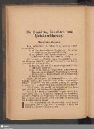 Die Kranken-, Invaliden- und Unfallversicherung