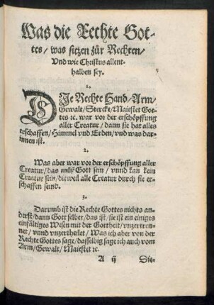 Was die Rechte Gottes/ was sitzen zur Rechten/ Und wie Christus allenthalben sey.