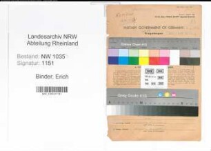 Entnazifizierung Erich Binder , geb. 27.11.1902 (Kaufmann)