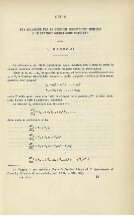 Una relazione fra le funzioni simmetriche semplici e le funzioni simmetriche complete.