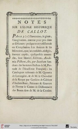 Notes sur l’éloge historique de Callot