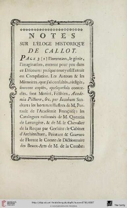 Notes sur l’éloge historique de Callot