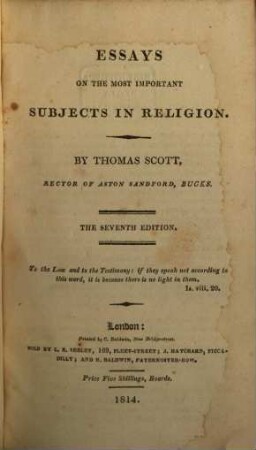 Essays in the most important subjects in religion