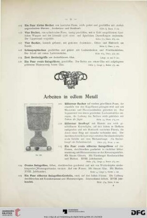 Arbeiten in edlem Metall (Nr. 121-147)