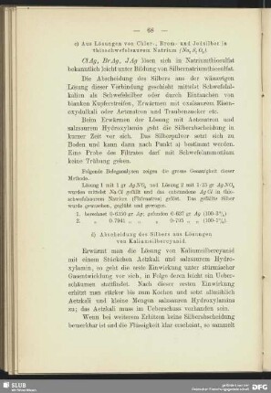 c) Aus Lösungen von Chlor-, Brom- und Jodsilber in thioschwefelsaurem Natrium