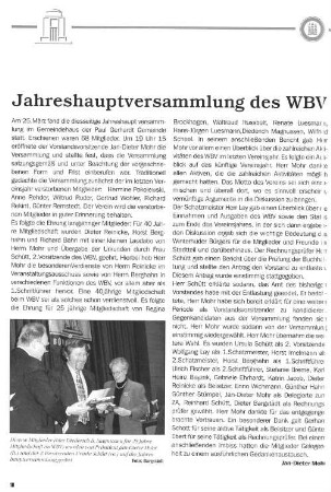 Jahreshauptversammlung des WBV