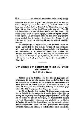 Der Einfluß der Hilfsschularbeit auf die Volksschulmethodik