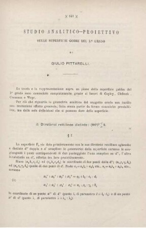 Studio analitico-proiettivo sulle superficie gobbe del 3.° grado.