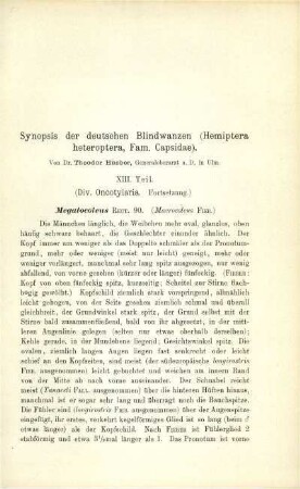 Synopsis der deutschen Blindwanzen (Hemiptera heteroptera, Fam. Capsidae). XIII. Teil