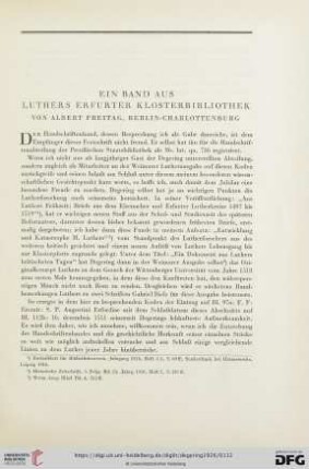 Albert Freitag: Ein Band aus Luthers Erfurter Klosterbibliothek