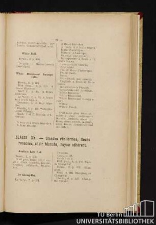 Classe XX. - Glandes réniformes, fleurs rosacées, chair blanche, noyau adhérent.