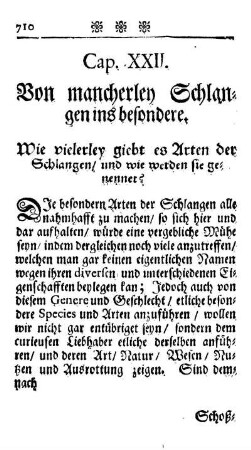 Cap. XXII. Von mancherley Schlangen ins besondere.