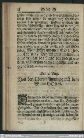 Der 9. Tag. Von der Ubereinstimmung mit dem Willen Gottes