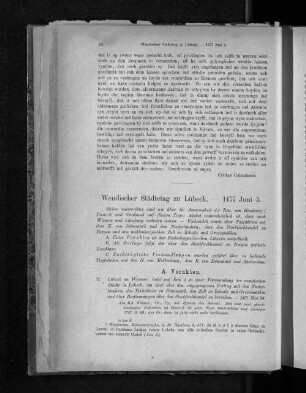 Wendischer Städtetag zu Lübeck. - 1477 Juni 5.