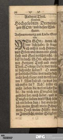 Anderer Theil. Von dem Hochgelobten Dreyeinigen GOtt, und dessen Wolthaten.